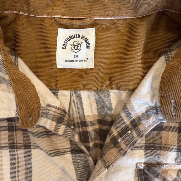 Dubinik Customized Version Mens Plaid Flannel Lng Slve Shirt Cord Flip Cuff; XXL - Picture 3 of 10